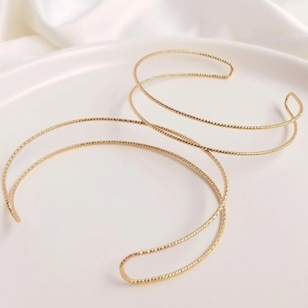 

Copper 14K Gold Color Flower Wire Double Strand Bracelet Ring Clamp Winding Bottom Double Ring Bangles Handmade DIY Accessories