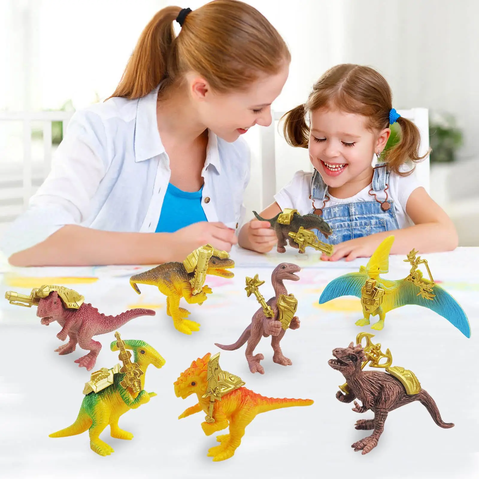 8 Pieces Dinosaur Figures, Mini Figurines Models Plastic Dinosaur Animal Model for Party Decoration Shelf Decor Holiday Gifts