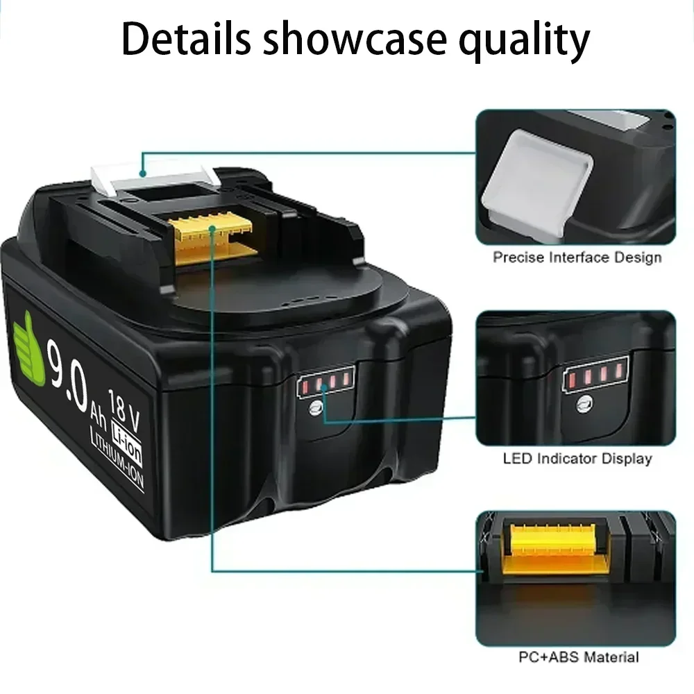 18V 9Ah 18650100% Makita Original Lithium ion Rechargeable Battery 18v drill Replacement Batteries BL1860 BL1830 BL1850 BL1860B1