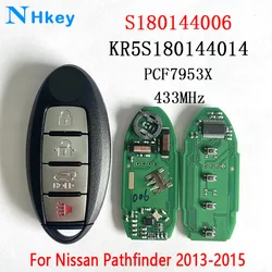 Chiave remota per Smart Card NHkey per Nissan Pathfinder 2013 2014 2015 Continental: S180144006 muslimah 433MHz