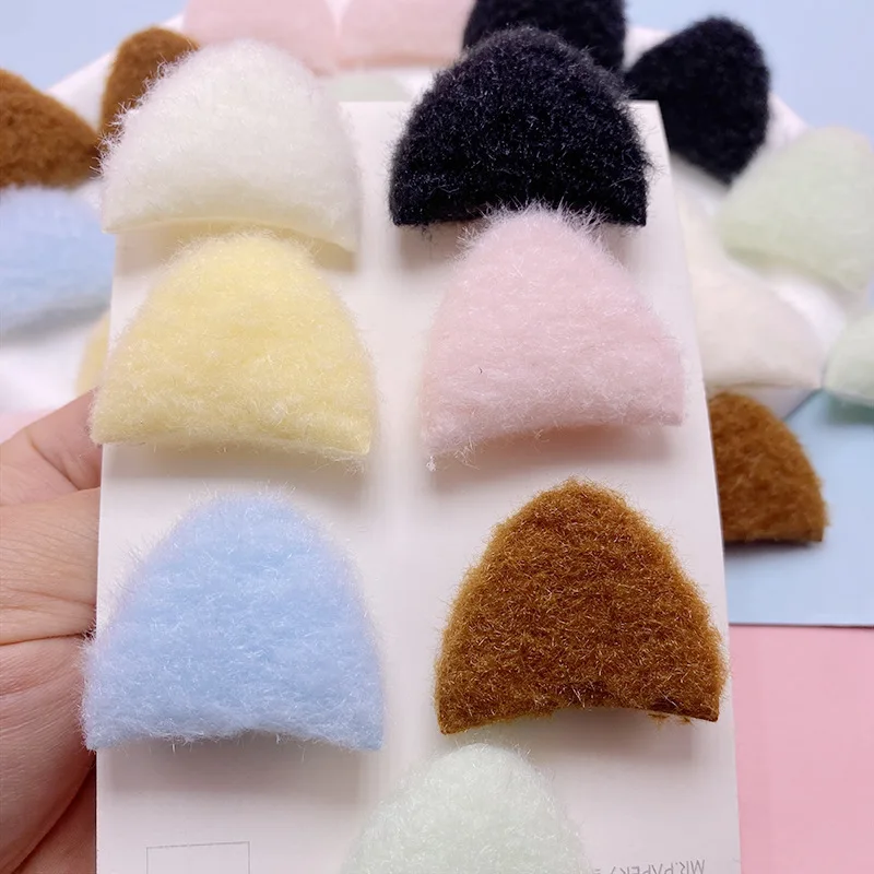 28Pcs 4*3.5CM Two Side Felt Cat Ear Padded Appliques For Children Hat Sewing DIY Headband Hair Clip Accessories Patches