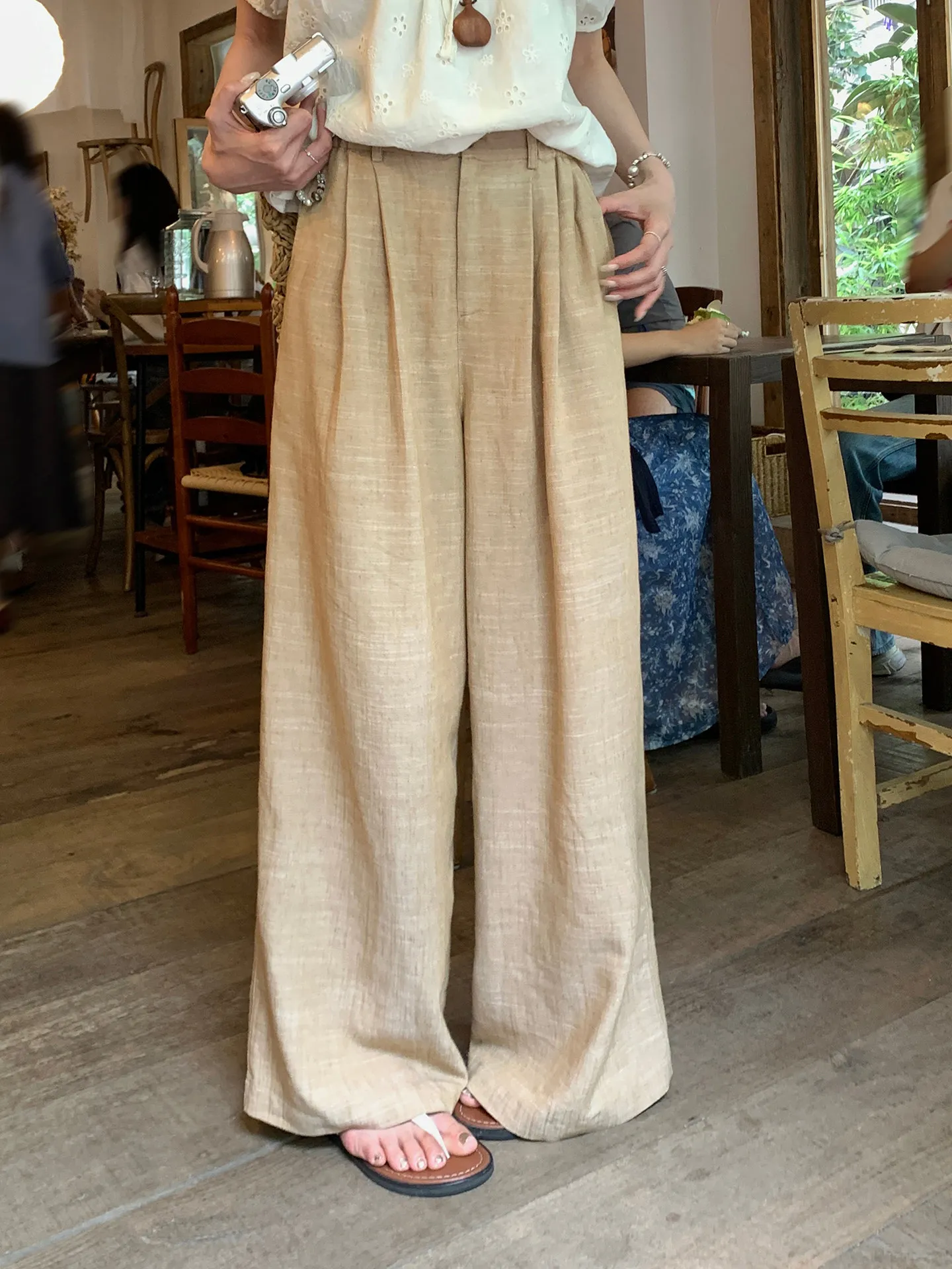 Women's High Waist Straight Leg Wide Leg Pants Drapey Texture Old Money Style Autumn New Arrival Slimming Casual Trousers