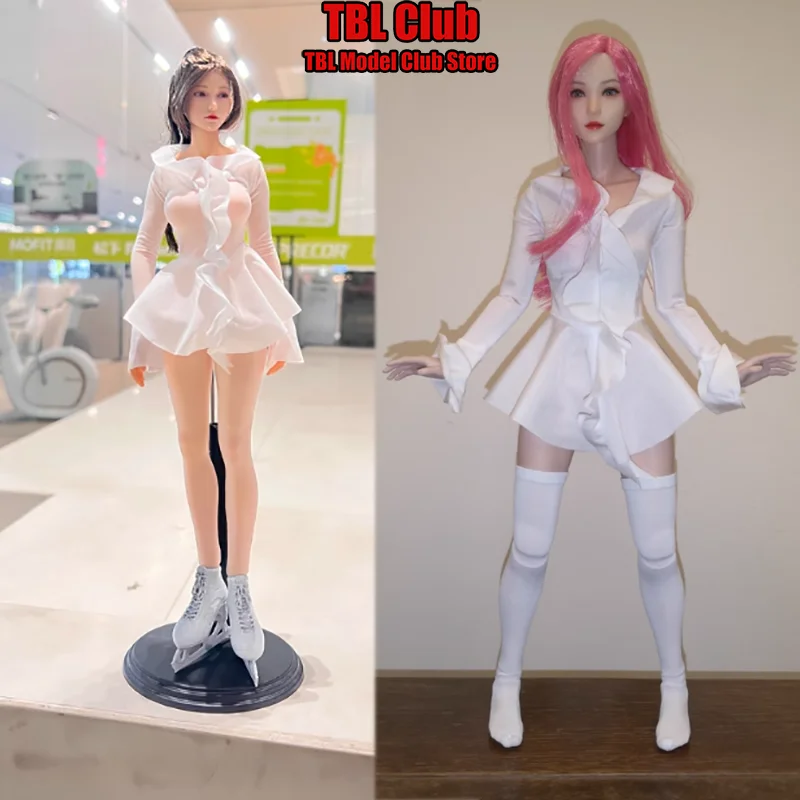 

1/6 Scale Female Clothes White Dress Slim Lotus Leaf Long Sleeved Short Style for 12inch Action Figure Soldier Doll in Stock