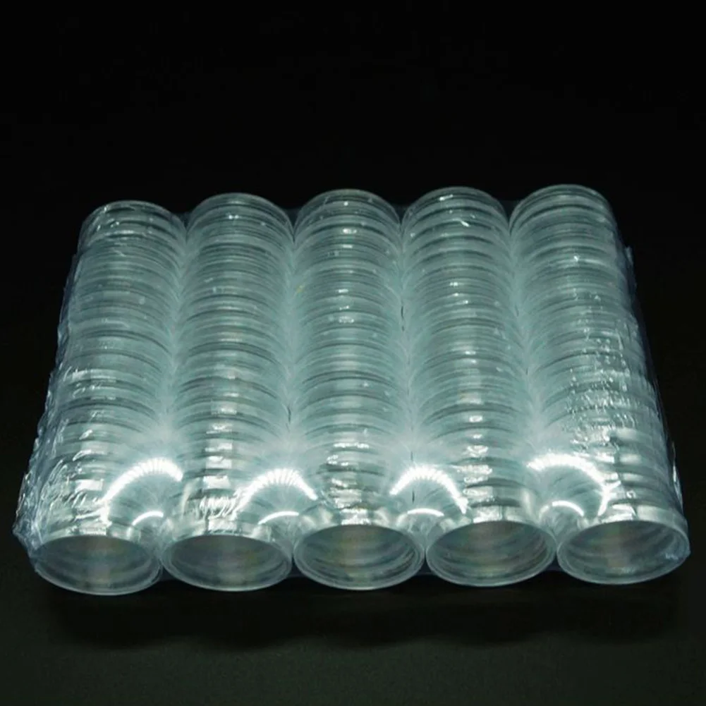 High Quality Brand New Coin Capsules Box Transparent Plastic Round Box 10/25 Pcs 27mm Coin Collecting Box Coin Holder