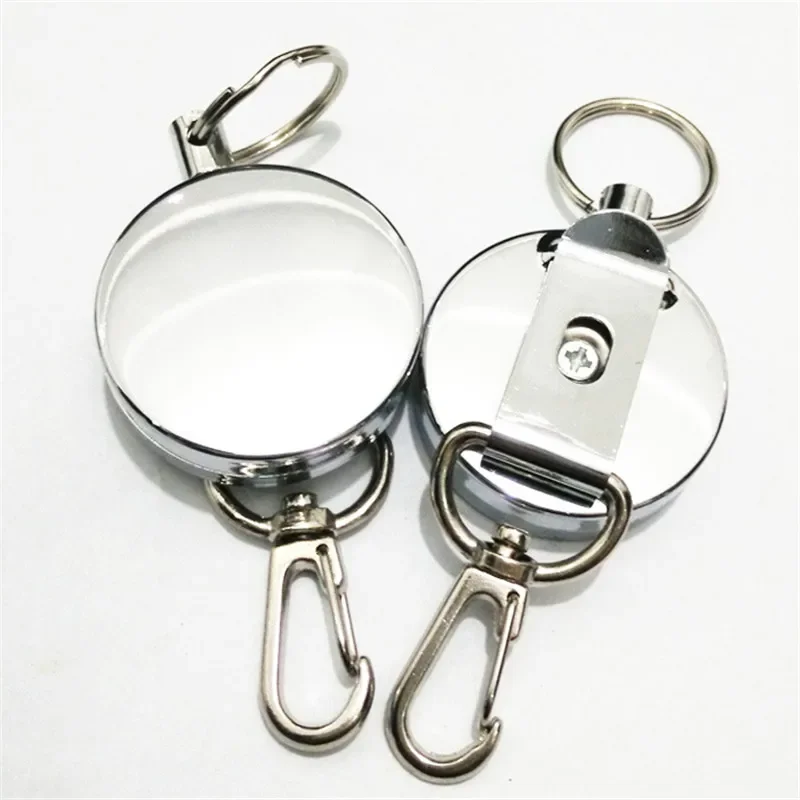 Metal Retractable Pull Key Ring ID Badge Holder Name Tag Card Holder Recoil Reel Belt Clip Gift Office Supplies