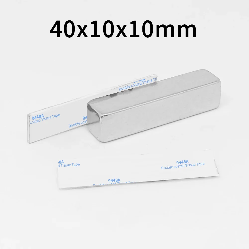 1/2/5/10/15PCS 40x10x10mm Thick Block Super Strong Magnetic Magnets With 3M Tape 40x10x10 Rare Earth Neodymium Magnet 40*10*10