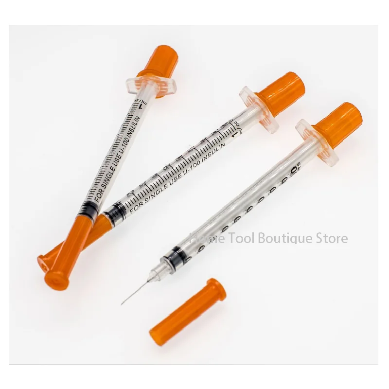 50pcs Disposable Plastic Veterinary Syringes with Needles 1ml/0.5ml 29G-32G Sizes Pet Animal Dog Cat Syringe for Animal Care