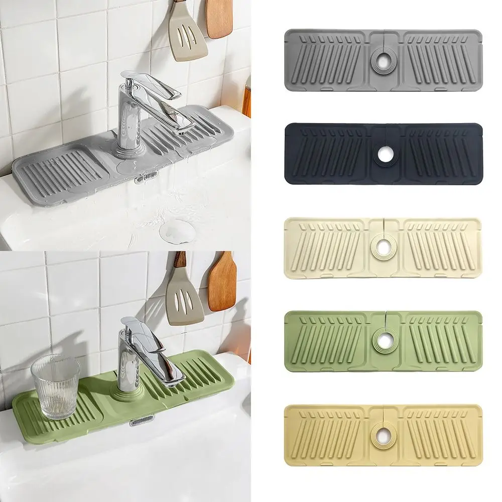 Anti-slip Faucet Drain Pad Heightened Slope Silicone Pool Soap Pad Thicken Anti-splash Countertop Protection Mats Kitchen