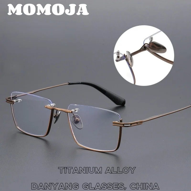 

MOMOJA Ультра легкая полурамка из титанового сплава, оправа для очков для близорукости большого размера, мужская деловая оправа с защитой от синего света, дизайнерская новинка D416