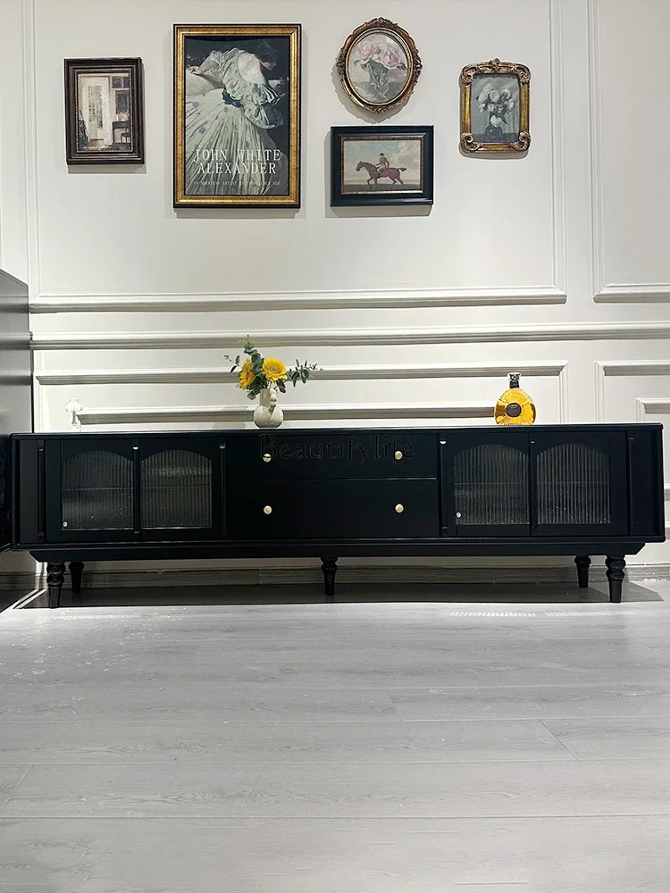 

1Vintage American Style Pure Solid Wood Coffee Table TV Cabinet French Home Floor Cabinet Living Room