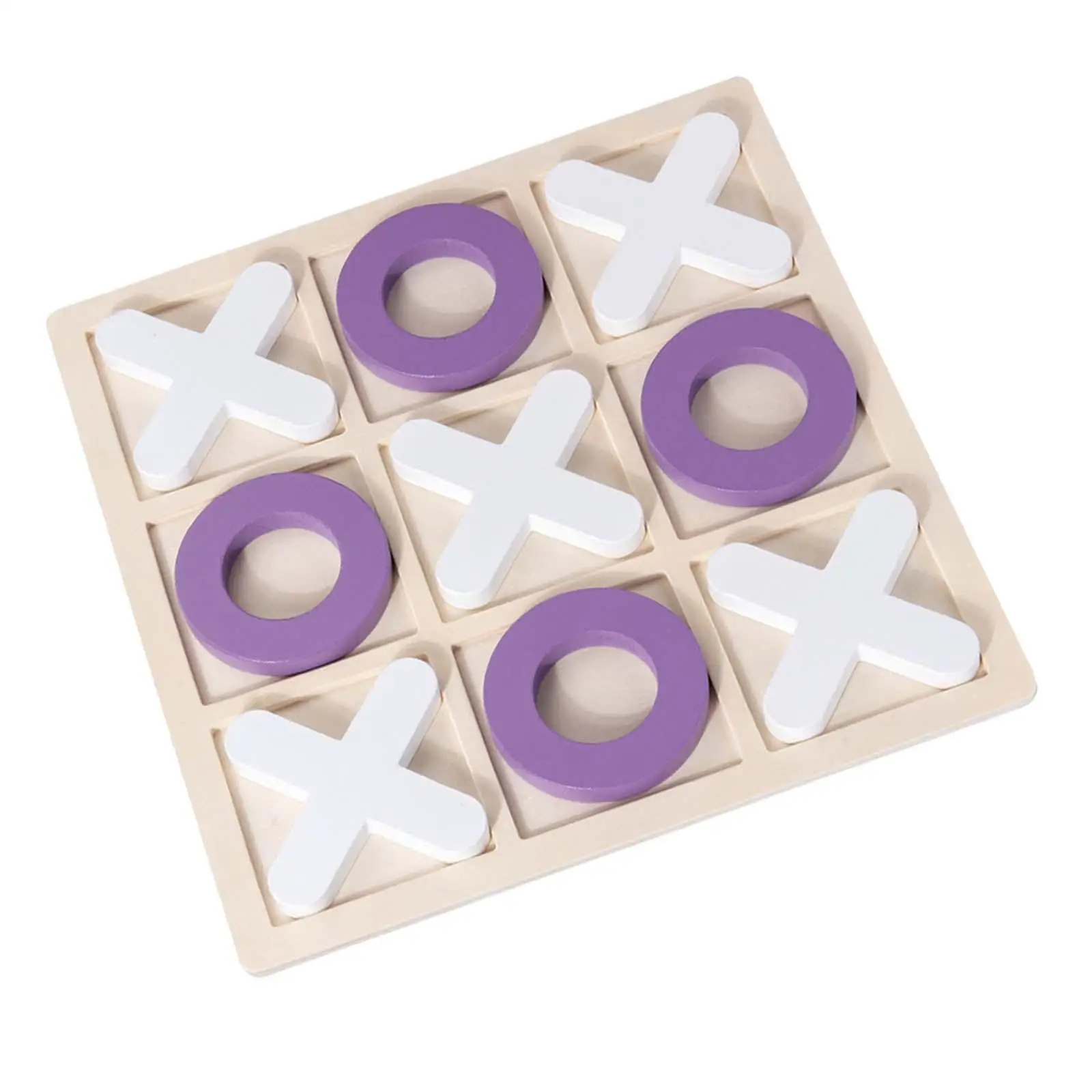 Wooden Tic TAC Toe Game XO Chess Board Game Educational Toys Handmade Noughts and Crosses 30x30x1.5cm for Outdoor Indoor Kids