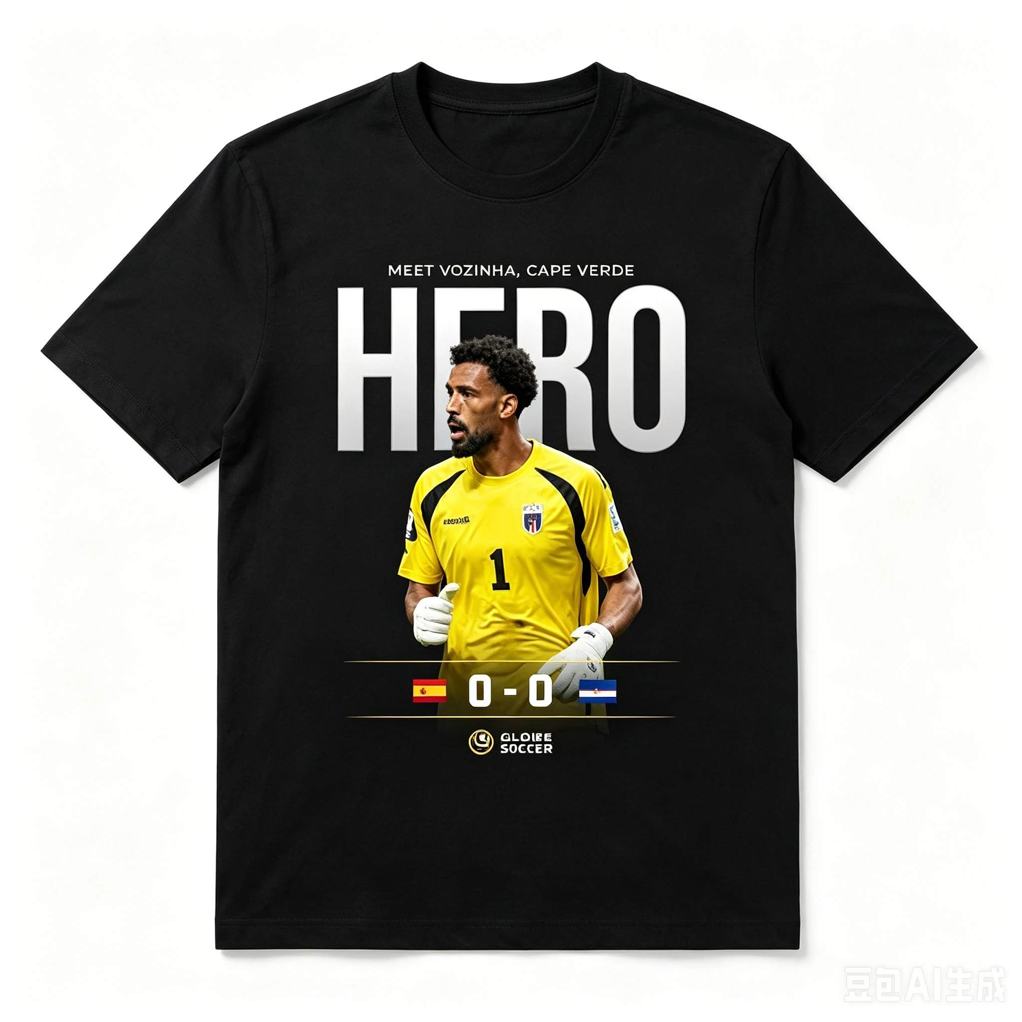 Camiseta Gráfica de la Portuense Vozinha, España 0-0 Cabo Verde, Camiseta de Fútbol Unisex de Algodón, Tops de Manga Corta para Fanáticos del Fútbol