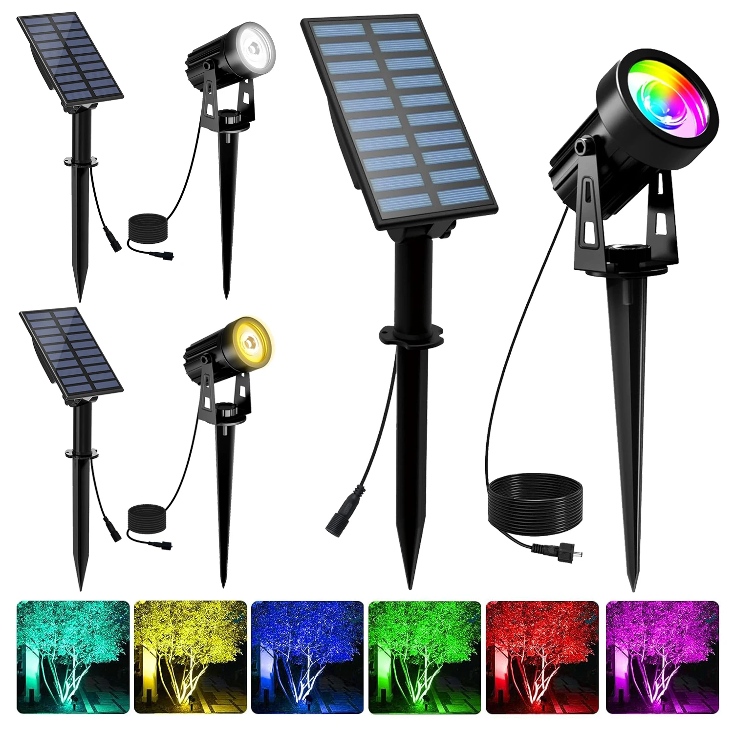 

RGB/3000K/6000K солнечный прожектор IP65 водонепроницаемый солнечный свет уличный садовый светильник для декора рождественской вечеринки на Хэллоуин