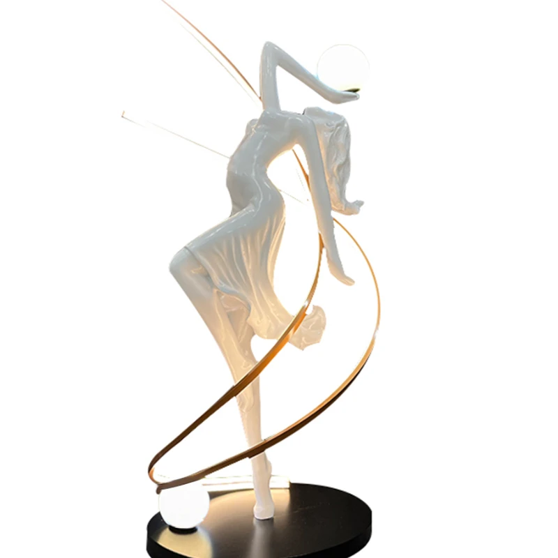 

Italian luxury figure sculpture ornaments home stairs dance goddess art decoration creative floor lamp ornaments