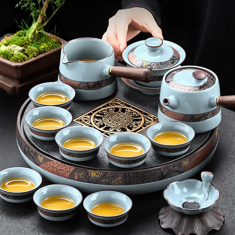 Kung Fu Chinese Tea Set Pot Mugs Kettle Infuser Maker Travel Ceremony Service Tea Set Accessories Chaleira Teapot Set YX50TS