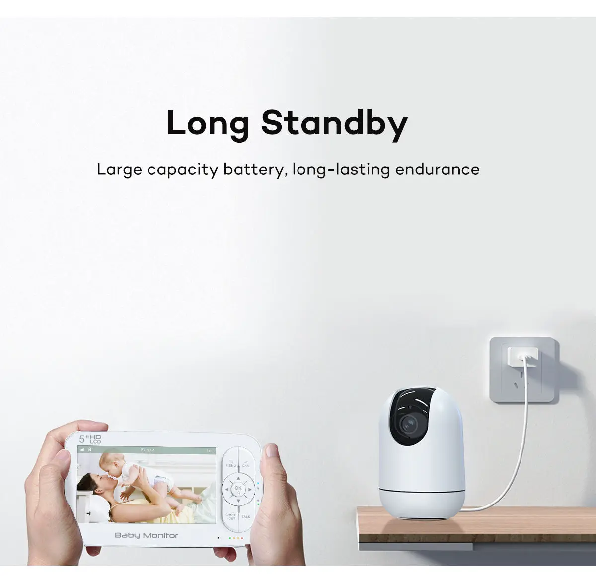 5 بوصة 2MP 1080P APP التحكم عن بعد واي فاي كاميرا الطفل اللاسلكية PTZ درجة الحرارة الرطوبة عرض مراقبة الطفل مربية كام Babysitte