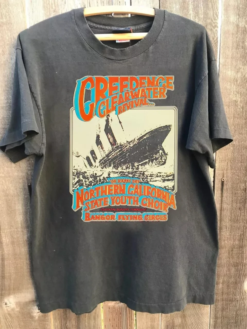 

Creedence Clearwater Revival Concert Poster 90s charcoal T shirt Short Sleeve Shirt Men Women Summer Crew Neck Cotton Tee