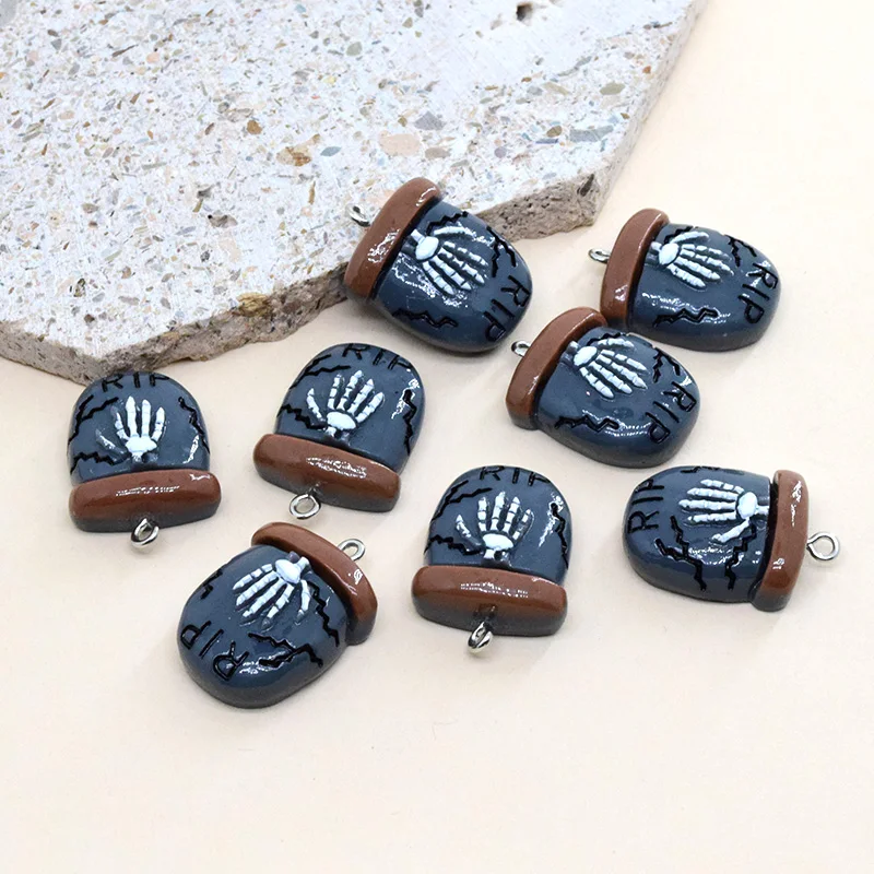 10pcs Hallowmas Skull Hand RIP Tombstone Resin Charms Funny Cute Earring Keychain Pendant Making Diy Jewelry Accessory