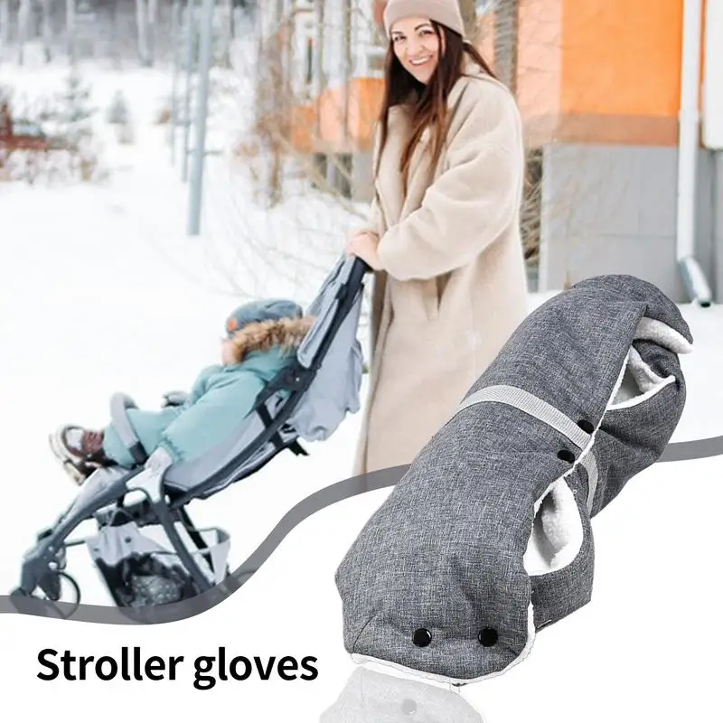 Waterproof Hand Warmer Mittens Stroller Gloves Handmuff Extra Thick Stroller Handle Cover Stroller Accessories for Cold Weather