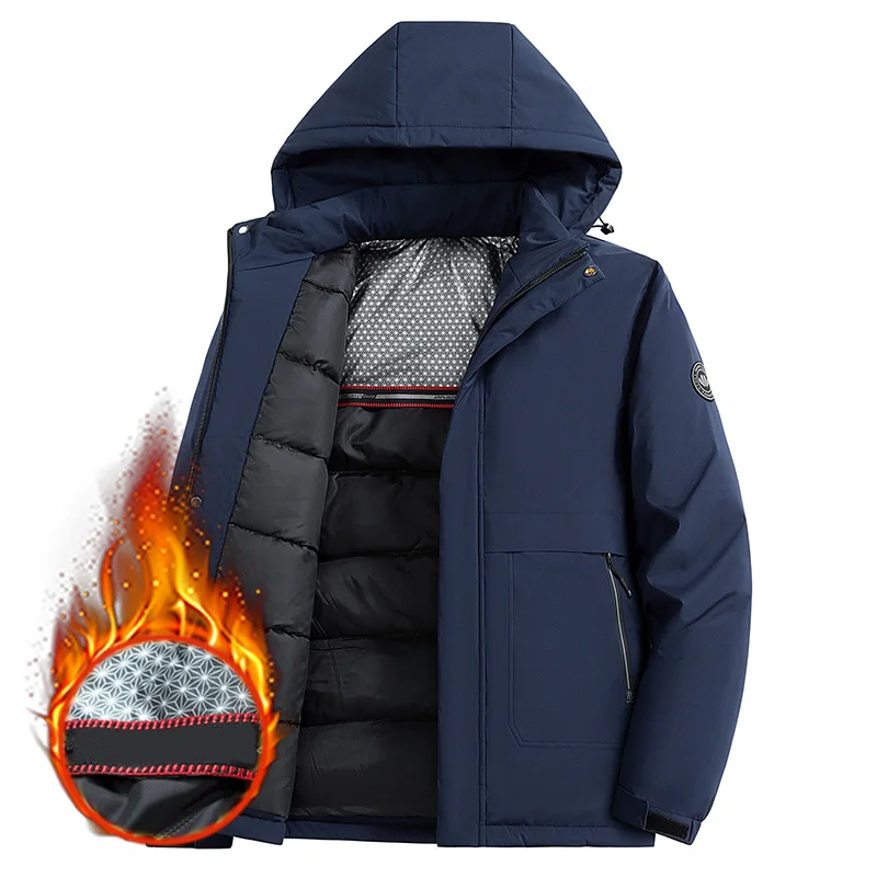 Men Puffer Jacket Thick Winter Jacket Men Warm Parkas Graphene Coats Fashion Casual Outwear Hooded Cotton-padded Men Clothing