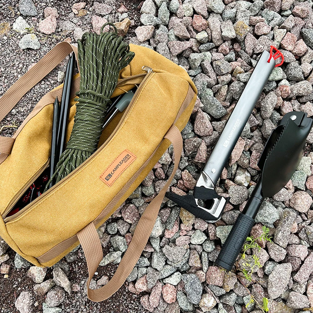 Camping Tool Storage Bag Portable Tent Ground Nail Wind Rope Hammer Pouch Cylinder Canvas Large Capacity Outdoor Accessories