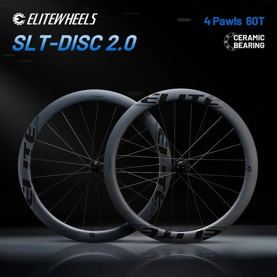 

ELITEWHEELS низкое сопротивление SLT-DISC 2,0 карбоновые колеса керамический подшипник для гоночного велосипеда 4 собаки 60T дорожный диск карбоновая колесная пара