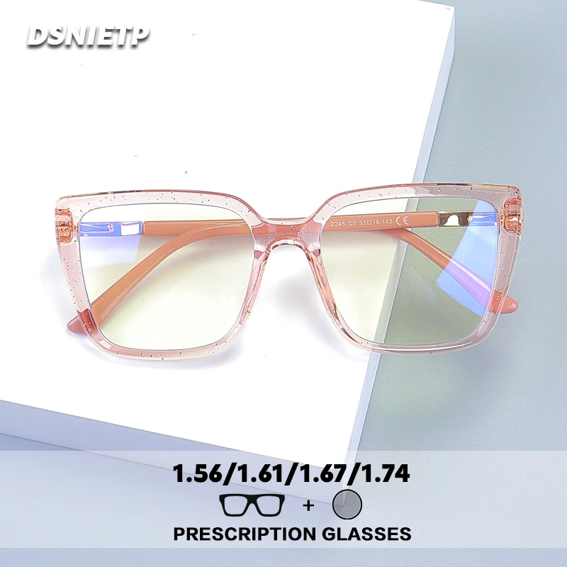 

ISLINO Anti Blue Light Prescription Glasses Women Photochromic Progressive Reading Glasses Fashion Hyperopia Myopia Eyewear