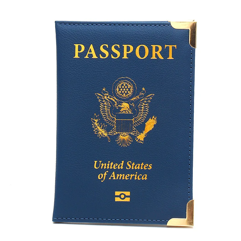 USA Passport Cover Travel Wallet Metal Corners Pu Case for Passports Cards Holder Passport Wallets for Women