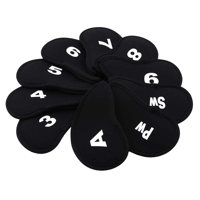 10Pcs Portable PU Golf Club Iron Head Covers Protector Golfs Head Cover Set