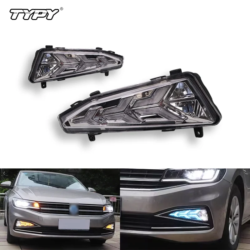

TYPY Led DRL daytime running light for Volkswagen Bora 2018-2019 with Dynamic moving yellow turn signal and blue night light