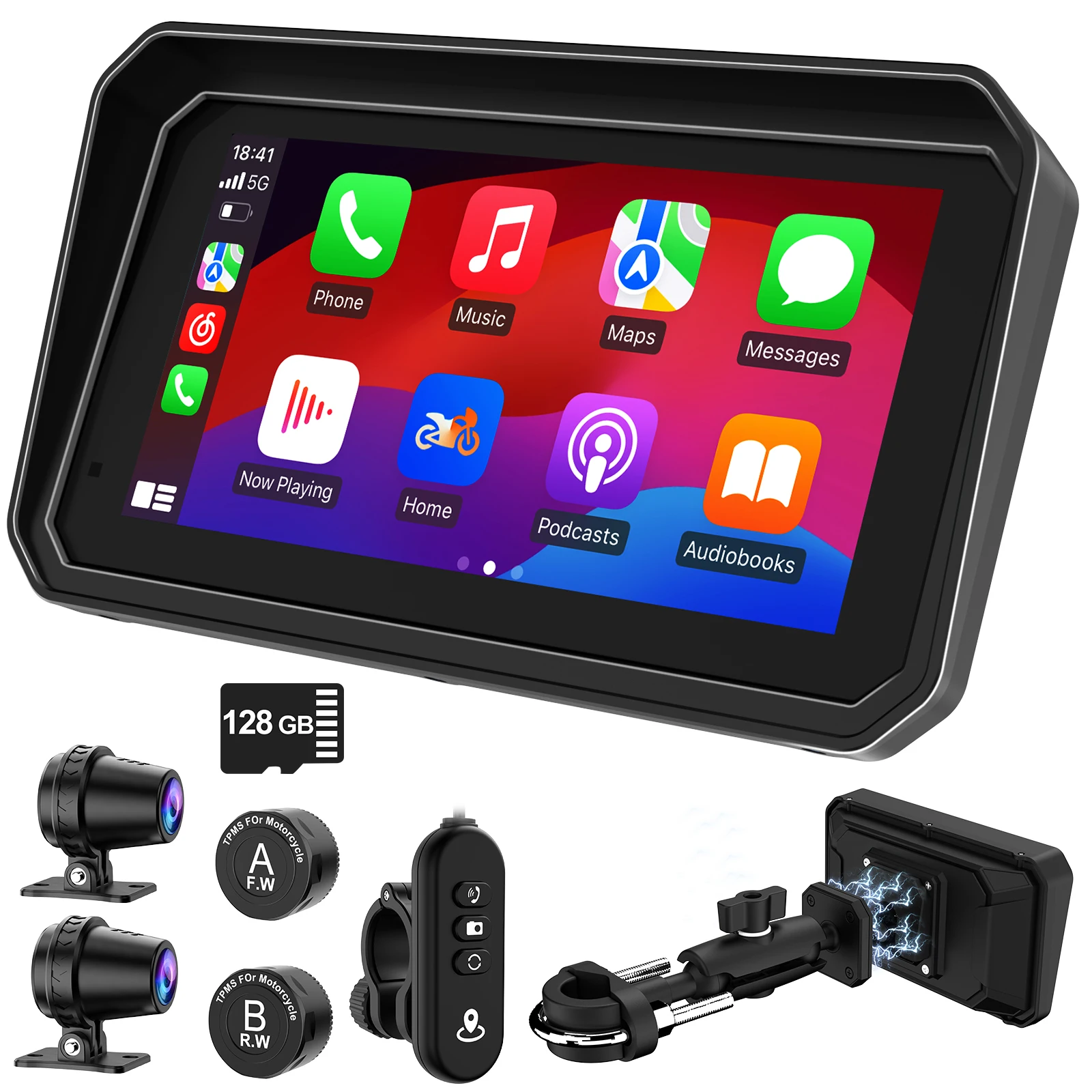 

6 Inch Motorcycle Portable Navigation GPS Wireless Carplay Android Auto IP67 Waterproof Motorcycle Touch Screen TP DVR Display