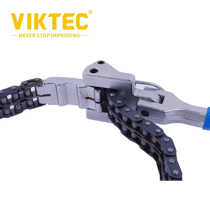 VIKTEC Oil Filter Chain Wrench 60-160mm,60-195mm Chain Type Oil Filter Wrench Auto Tool Engine Box Spanner VT14023