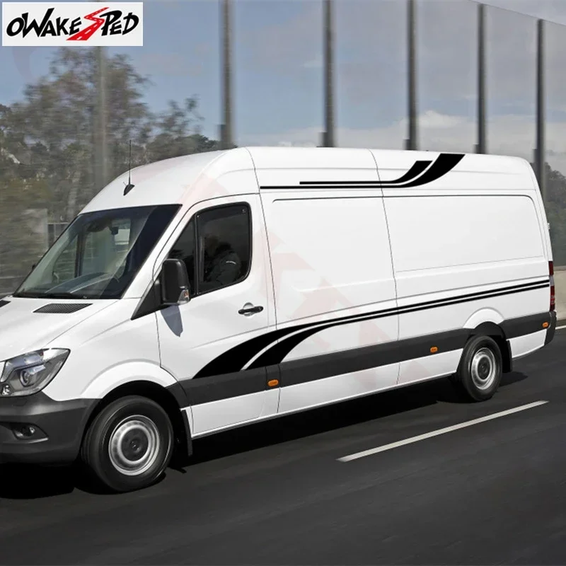 6pcs Car Stickers Racing Sport Stripes For  Sprinter Van Camper Motorhome Auto Body Door Side Decor Vinyl Decals