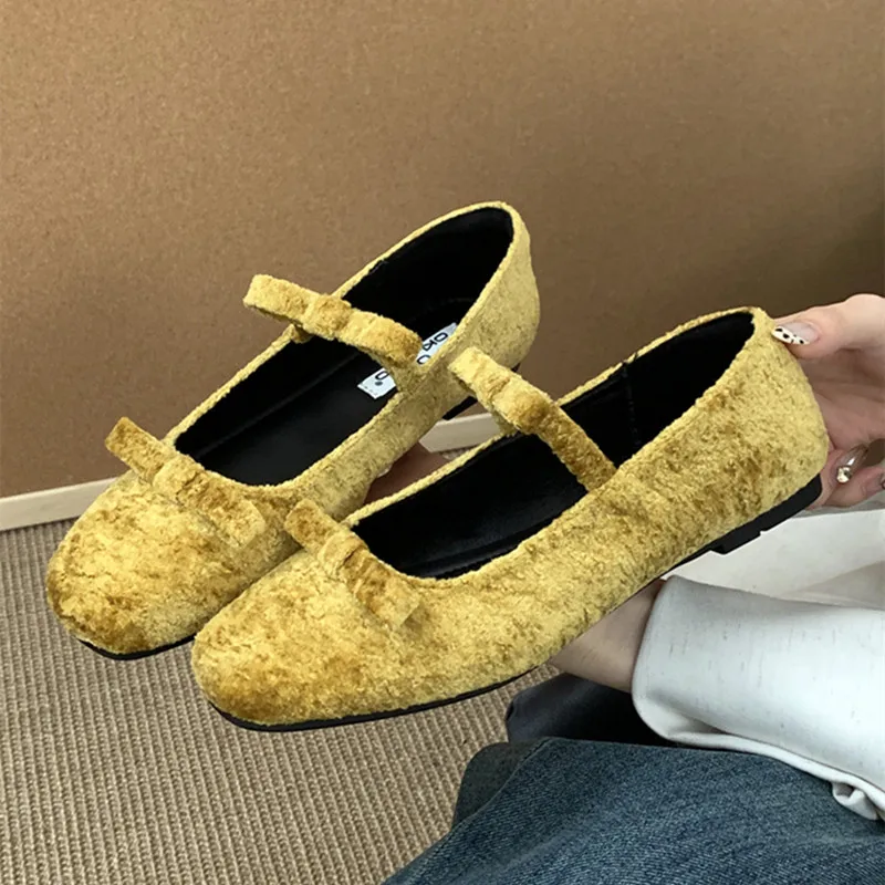 

Модные замшевые женские лоферы с узлом-бабочкой, легкие удобные туфли Мэри Джейн для женщин, осенние элегантные балетки на плоской подошве