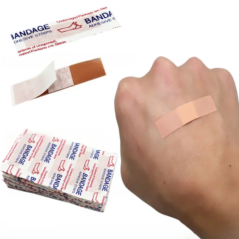 100pcs/set PE Mini Band Aid Small Disposable Wound Plasters 1*4cm Waterproof Skin Patch First Aid Strips Adhesive Bandages