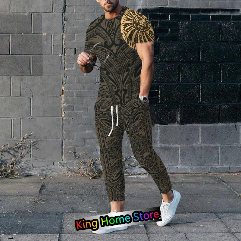 New King 3d gedruckt Kurzarm Anzug Männer Trainings anzug Set Jogger Kleidung männlich lässig T-Shirts Hose 2 Stück Outfits Streetwear