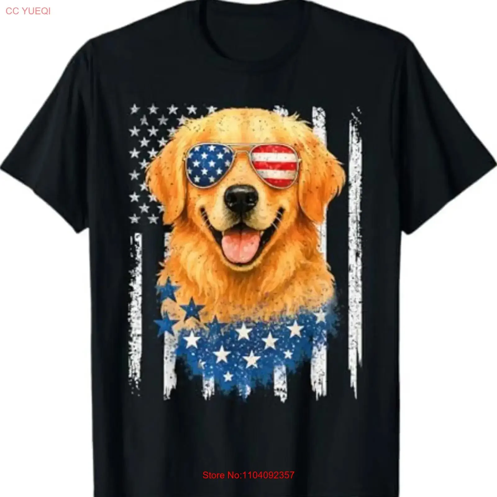 American Flag Golden Retriever USA Retro 4th Of July T-Shirt im Vintage-Stil, gewaschen, atmungsaktiv, stilvoll, leicht lässig