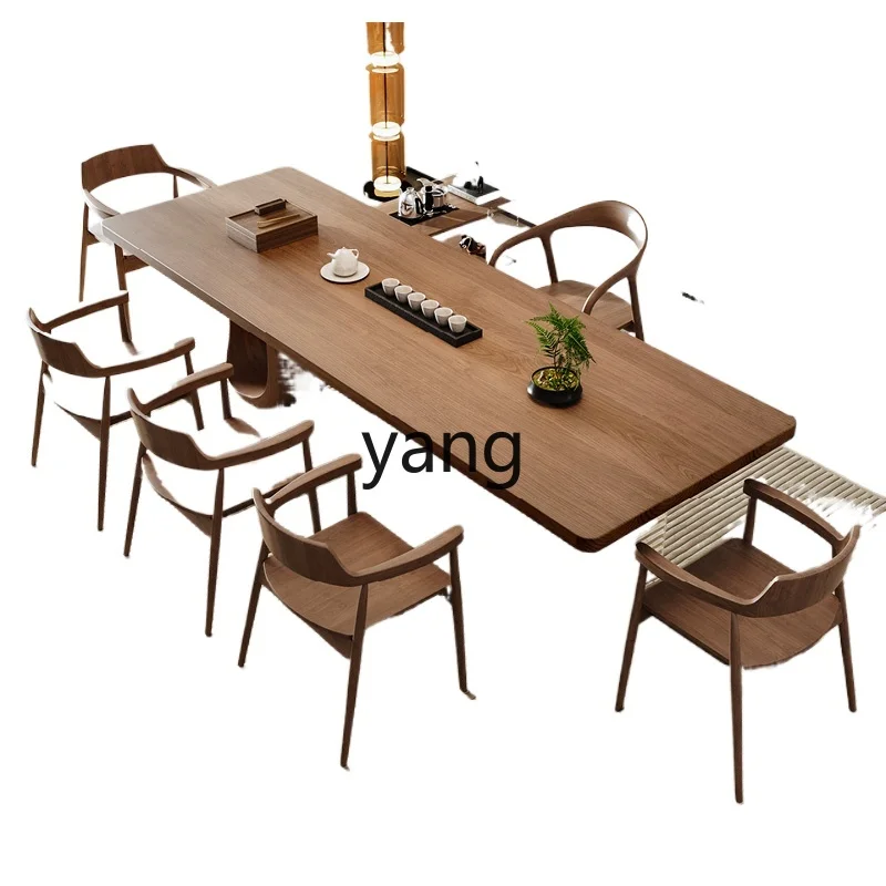 

LH Solid Wood Table and Chair Set Acrylic Tea Table Modern Simple Home Tea Brewing Table