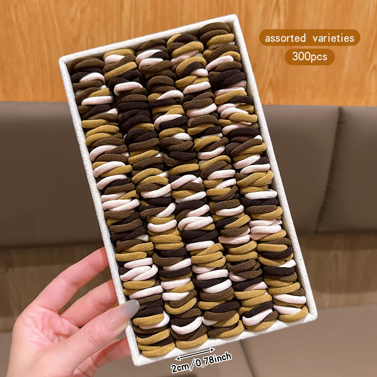 300 Strähnen Haargummi, kaffeefarben, elastisch, langlebig, Gummiband-Haarschmuck