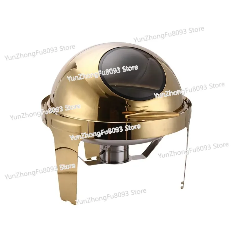 Hotel Buffet Hot Gold Food Heater Set Hotel Stainless Steel 6.8L Dome Roll Top Hot Pot