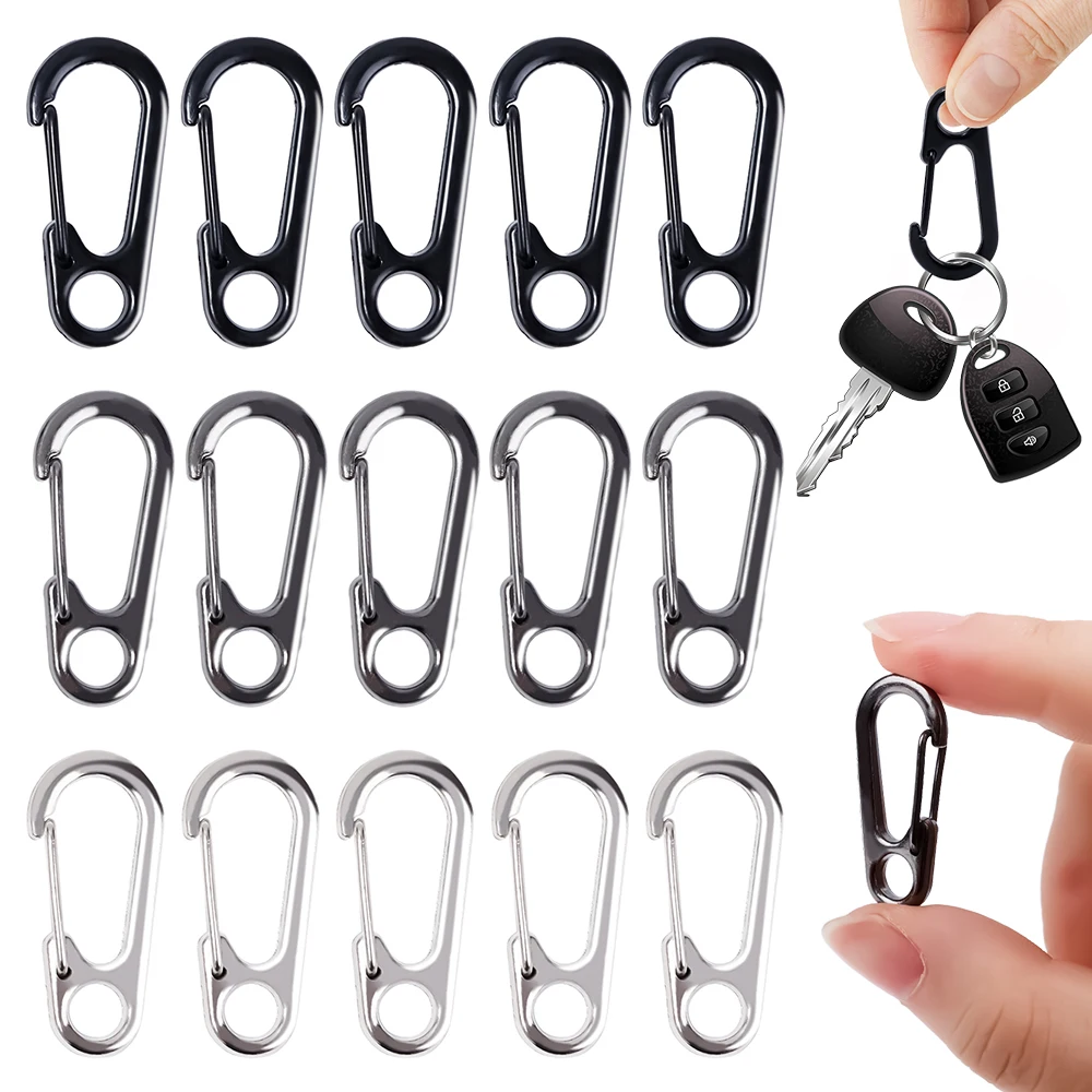 5 Teile/los Mini Karabiner Clips Winzige Legierung Frühling Snap Haken Schlüsselbund Verschlüsse EDC Kleine Hängende Schnalle für Rucksack Camping Flasche