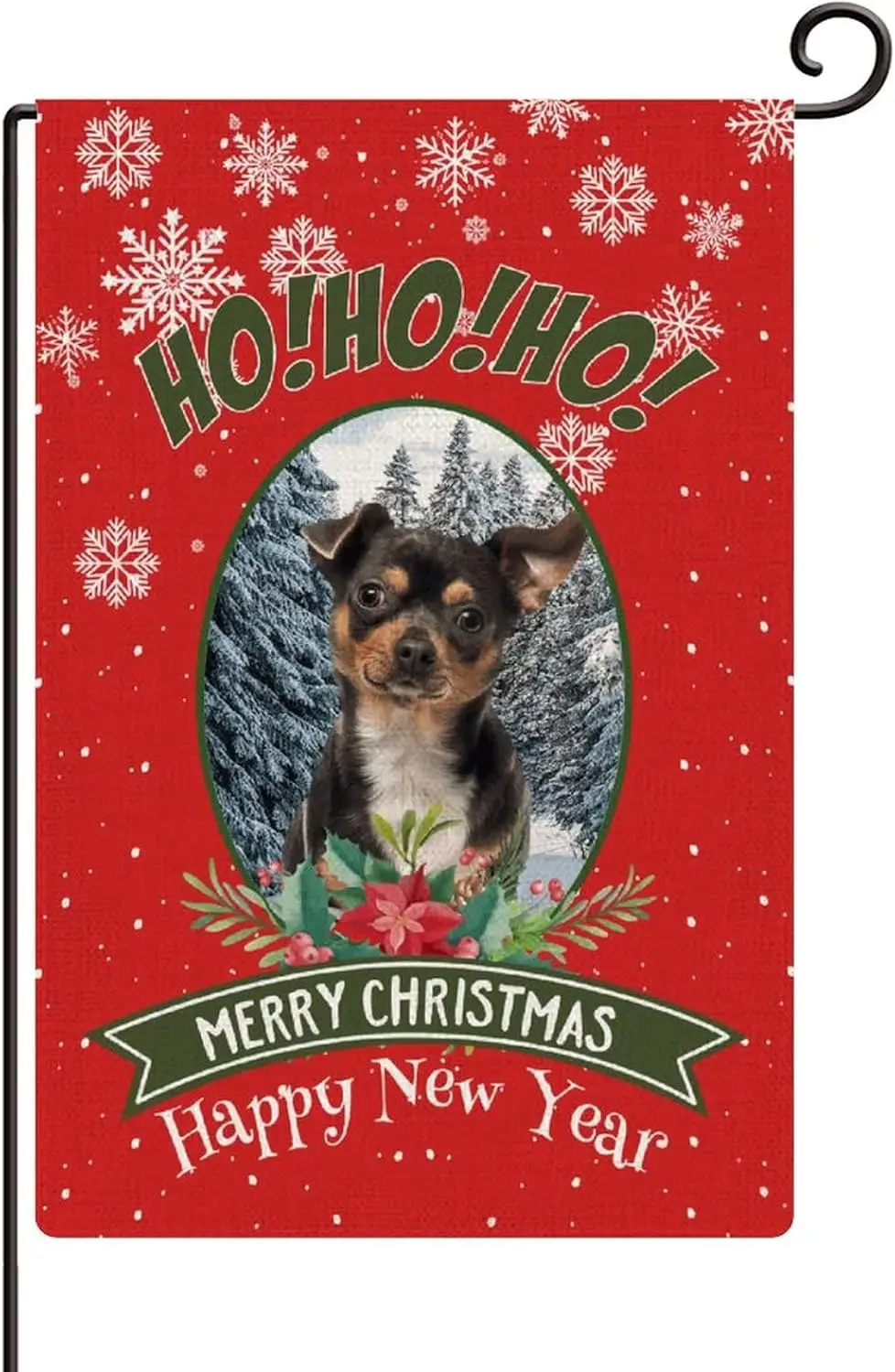 Ho Ho Ho Funny Dogs Red Background Garden Flags 12x18 Double Sided Decorative Merry Christmas And Happy New Year Dog Lover Y yyi