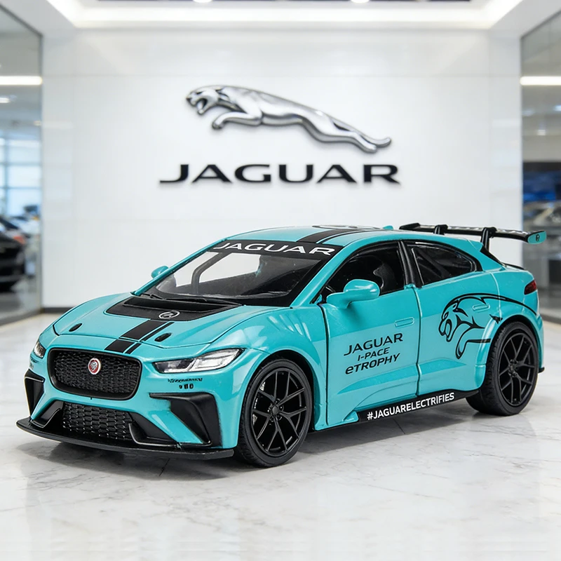 

Модель суперкара Jaguar I-PACE e-Trophy 1:32 из сплава, со звуком и светом, с функцией отката назад, детская игрушка, коллекционная модель, подарок на день рождения