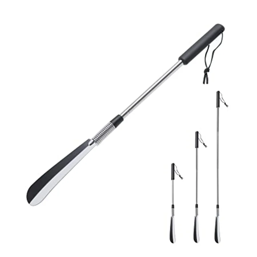 

Extendable Shoe Horn Long Handle for Seniors, Twist to Lock, 16" to 31"Adjustable, Stainless Steel Telescopic Shoehorn for Men