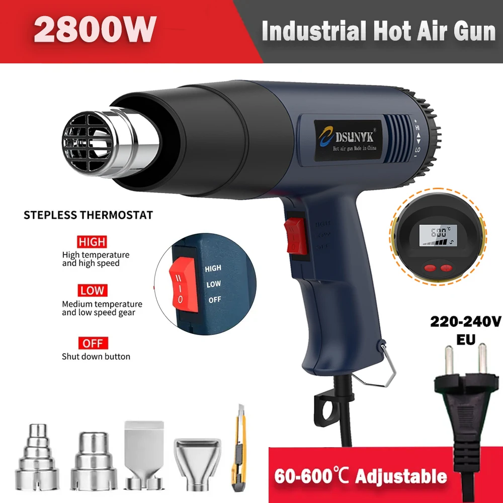 2800W Construction Thermal Dryer 220V Heat Guns Soldering Tool Temperature Adjustable Revair Hair Dryer Shrinking Wrapping Tools