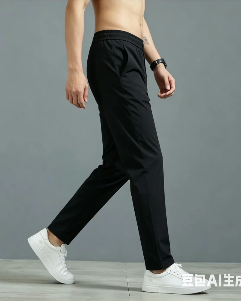 Korean Style Slim Fit Ice Silk Pants For Men Quick Dry Lightweight Business Casual Trousers
