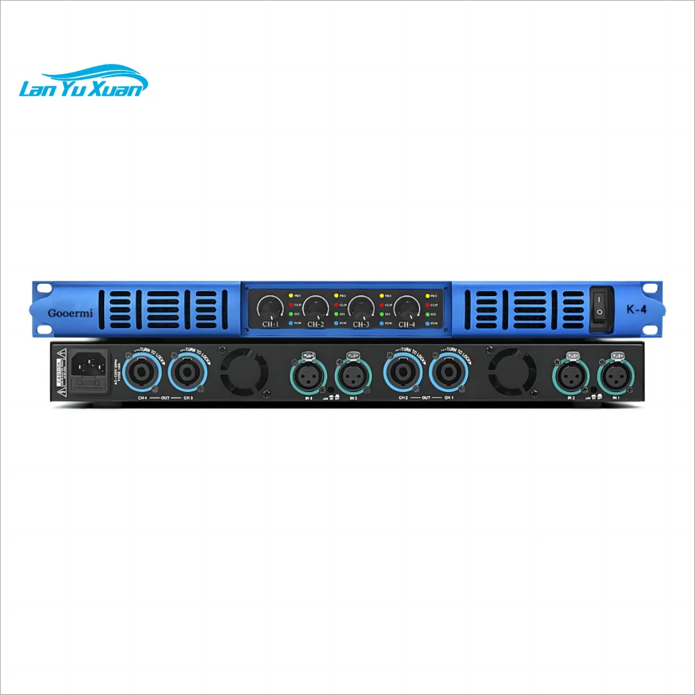 

K400 Professional 4 Channel Audio Power Amplifier 650W*4 Ch Class D 1U Karaoke Amplifier for Stage