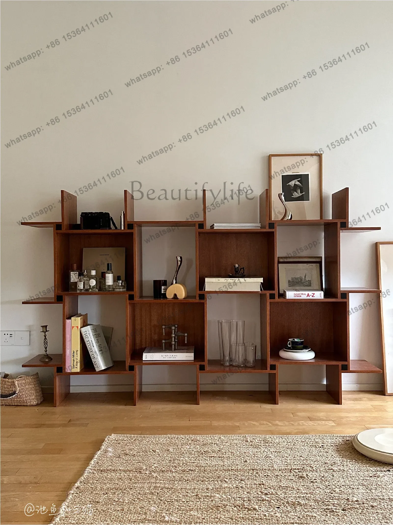 Shelf Italian medieval style floor-to-ceiling bookshelf storage bookcase display