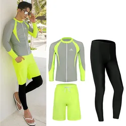 Men's 3pcs/set Dive Skin Swimsuit Full Body Rash Guards Shirt+Leggings+Trunks Thin Wet Suit Surf Suit UV Protection Long Sleeve