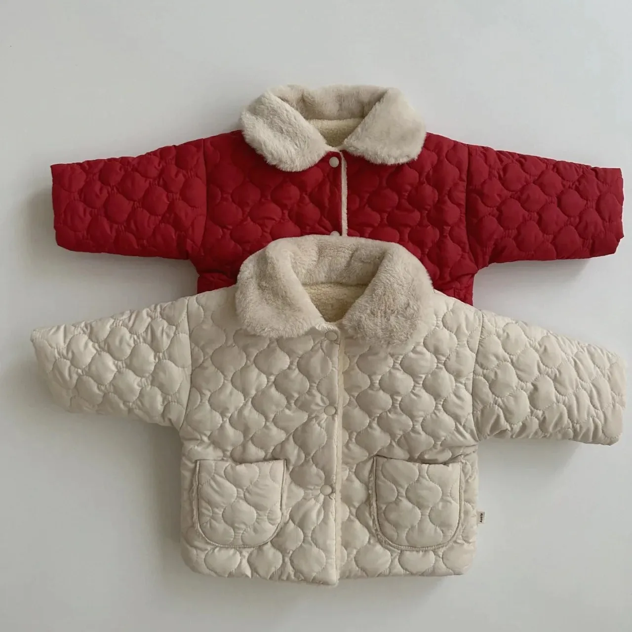 2024 Ins Korea Winter Infant Baby Jacket Thickened Bow Hooded Toddler Girls Outerwear Newborn Girls Insulation Cotton Coat